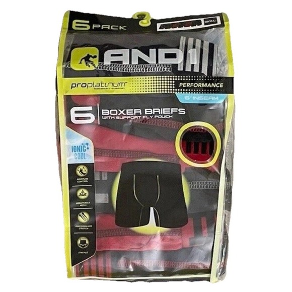 Brand New And1 Performance 6" Inseam Boxer Briefs Underwear 6-Pairs  3XL - Picture 1 of 4